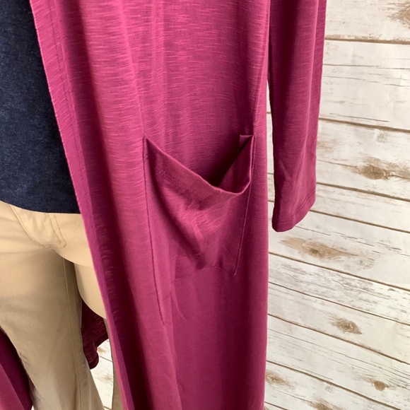 LuLaRoe Sarah Maroon Duster Cardigan Long Sleeve - Picture 3 of 6